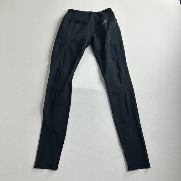 Gymshark Energy Seamless‎ High Waisted Leggings Black Size Small Full Length Gym - Picture 1 of 9